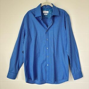 Robert Graham Long Sleeve Button Down Tailored Fit Shirt Blue Men's 42 16.5